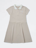 Girls Beige Text Design Cotton-Blend Tennis Dress
