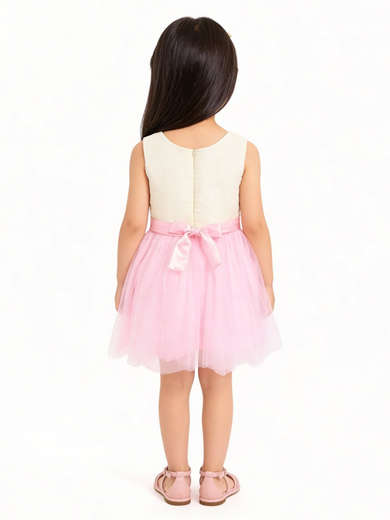 HOP Kids Girls Pink Bow Detailed Party Dress