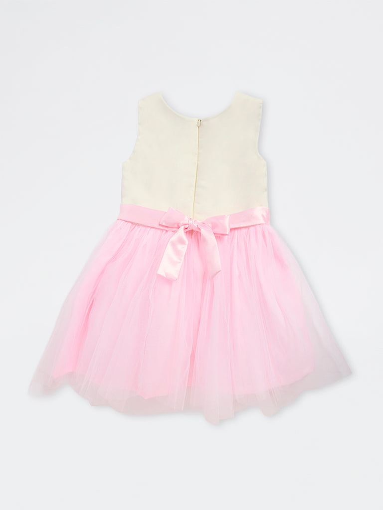 HOP Kids Girls Pink Bow Detailed Party Dress