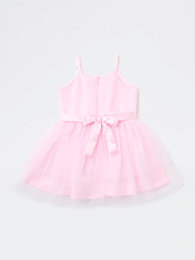 HOP Kids Girls Pink Bow Detailed Party Dress