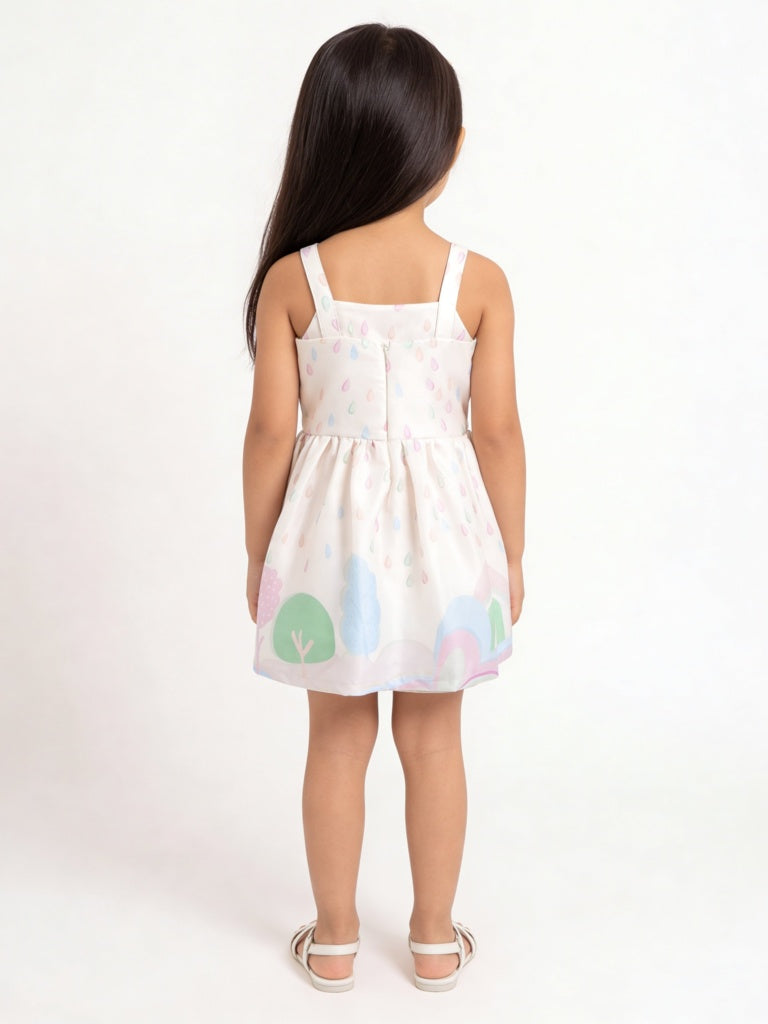 HOP Kids Girls Multicolour Printed Bow-Detailed Dress