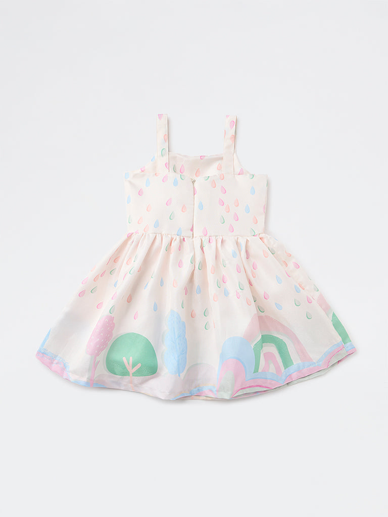 HOP Kids Girls Multicolour Printed Bow-Detailed Dress