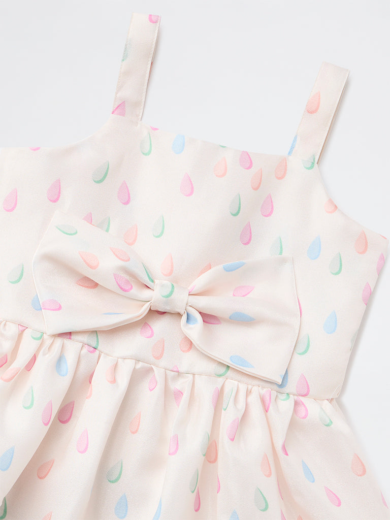 HOP Kids Girls Multicolour Printed Bow-Detailed Dress