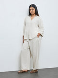 Gia Beige High-Rise Cotton Pants