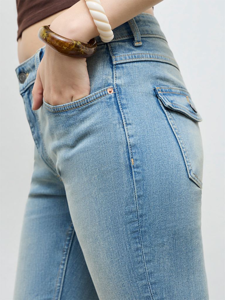 Nuon Blue High-Rise Flared Jeans