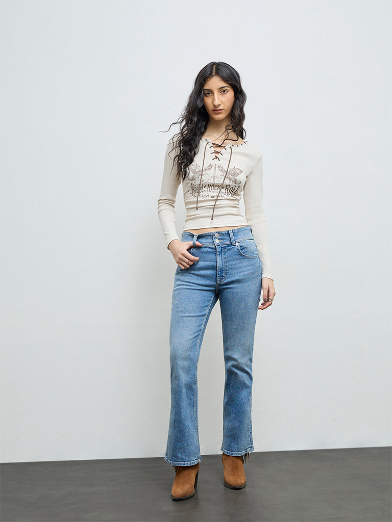 Nuon Blue Faded High-Rise Jeans