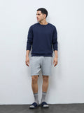 WES Lounge Grey Waffle-Textured Regular-Fit Mid-Rise Cotton-Blend Shorts
