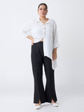 Gia Black Pinstriped High-Rise Bootcut Trousers