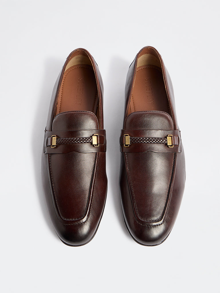 SOLEPLAY Brown Braided Penny Loafers
