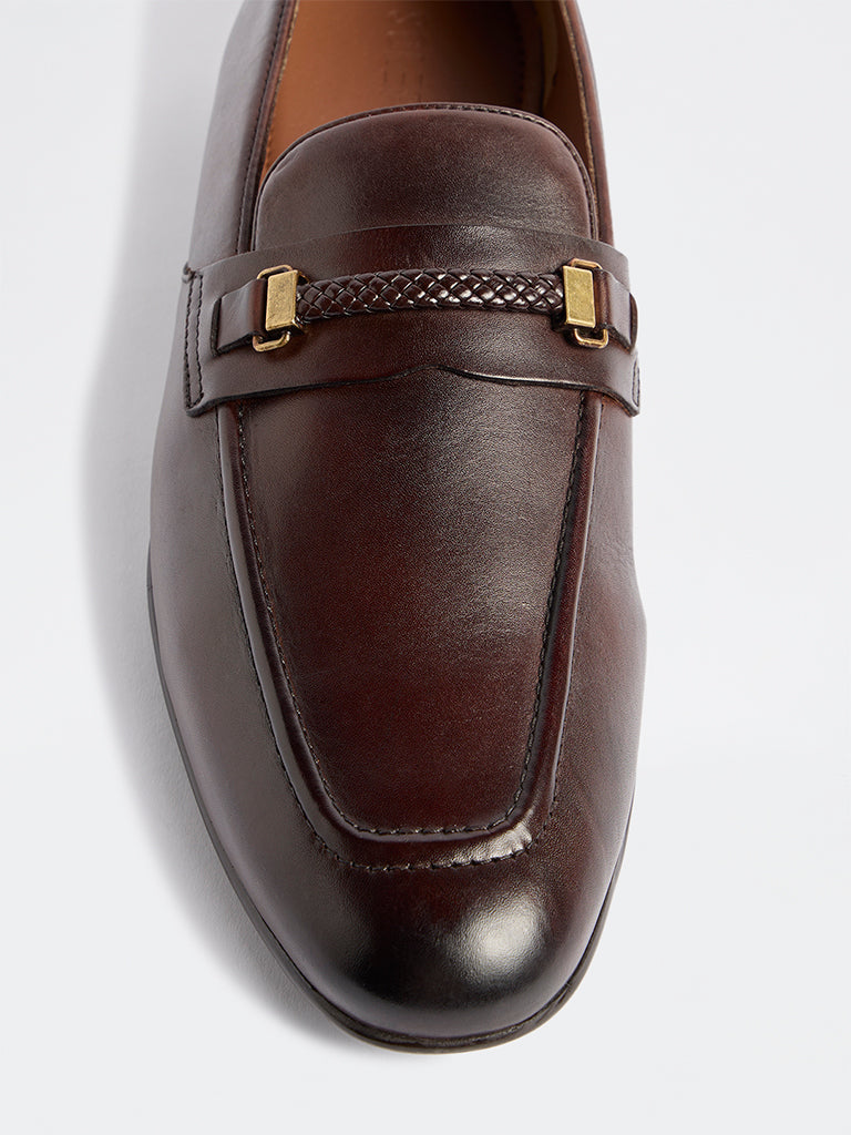 SOLEPLAY Brown Braided Penny Loafers