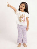 HOP Kids Girls Lilac Printed High-Rise Cotton-Blend Flare Leggings