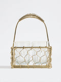 Westside Home Gold Wired Chai Caddy with Glasses - (Set of 4)