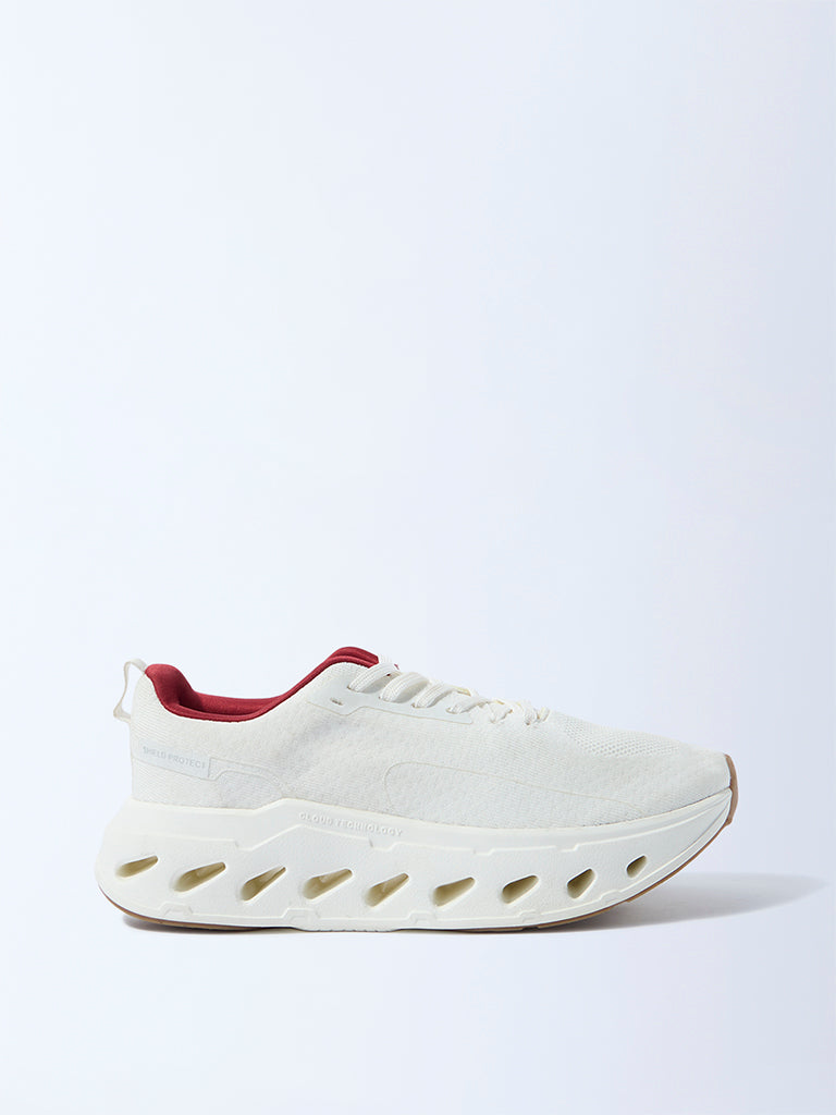SOLEPLAY White Knit-Textured Jogger Shoes