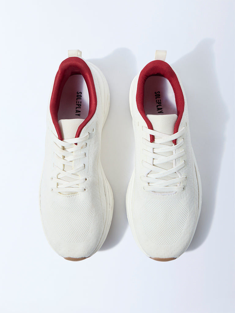SOLEPLAY White Knit-Textured Jogger Shoes