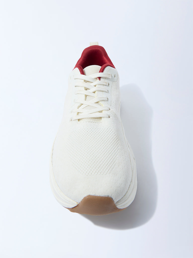 SOLEPLAY White Knit-Textured Jogger Shoes