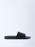 SOLEPLAY Black Knit-Textured Pool Slides