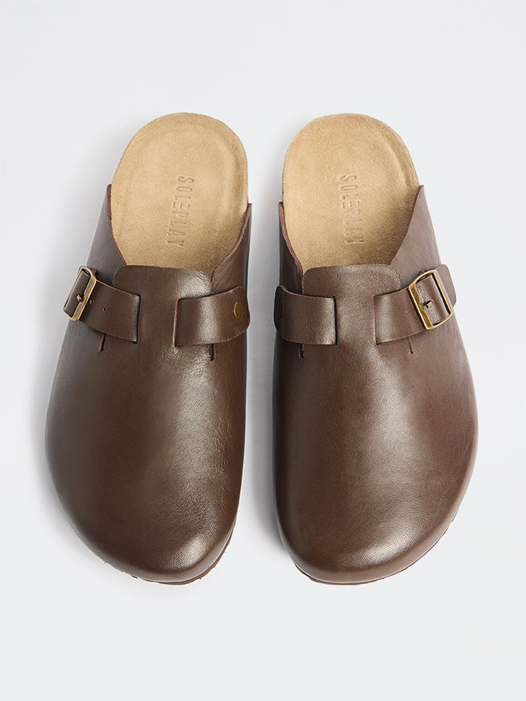 SOLEPLAY Brown Buckle Clog Sandals