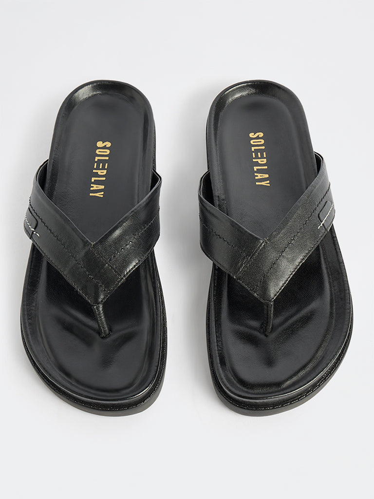 SOLEPLAY Black Thong-Strap Sandals