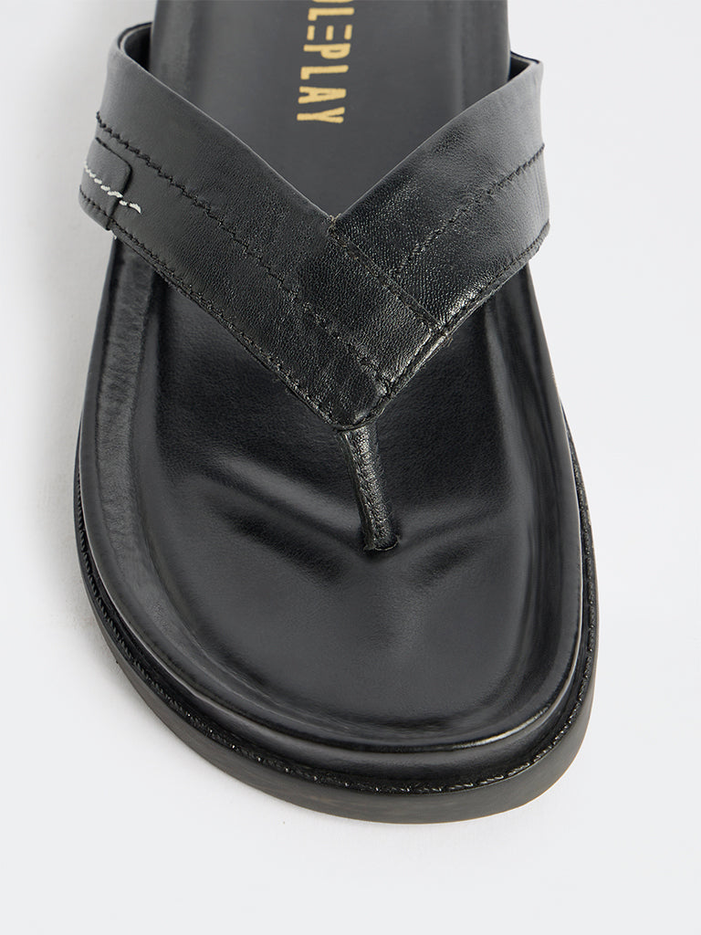 SOLEPLAY Black Thong-Strap Sandals