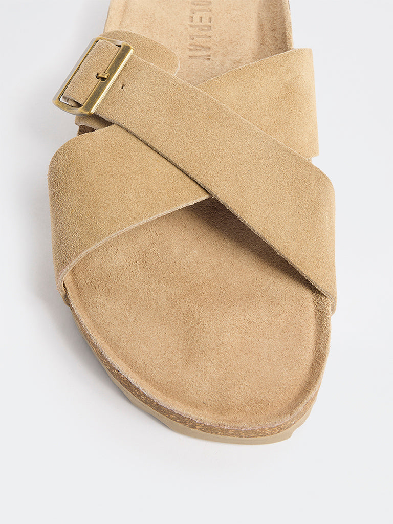 SOLEPLAY Taupe Criss-Cross Suede Sandals