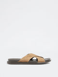 SOLEPLAY Taupe Criss-Cross Strap Suede Sandals