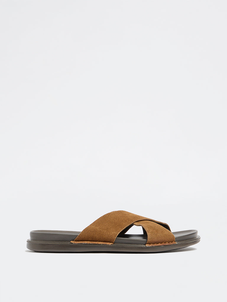 SOLEPLAY Tan Criss-Cross Strap Suede Sandals