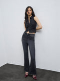 Nuon Black Stud-Detailed High-Rise Bootcut Jeans