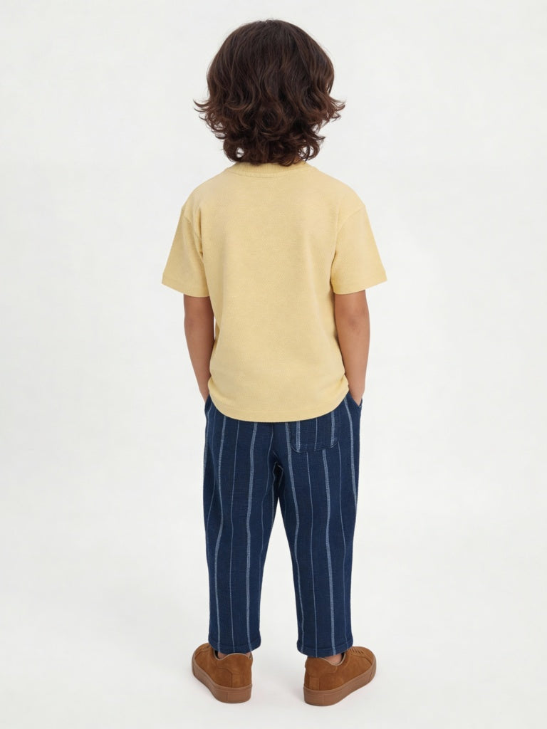 HOP Kids Yellow Printed Cotton T-Shirt