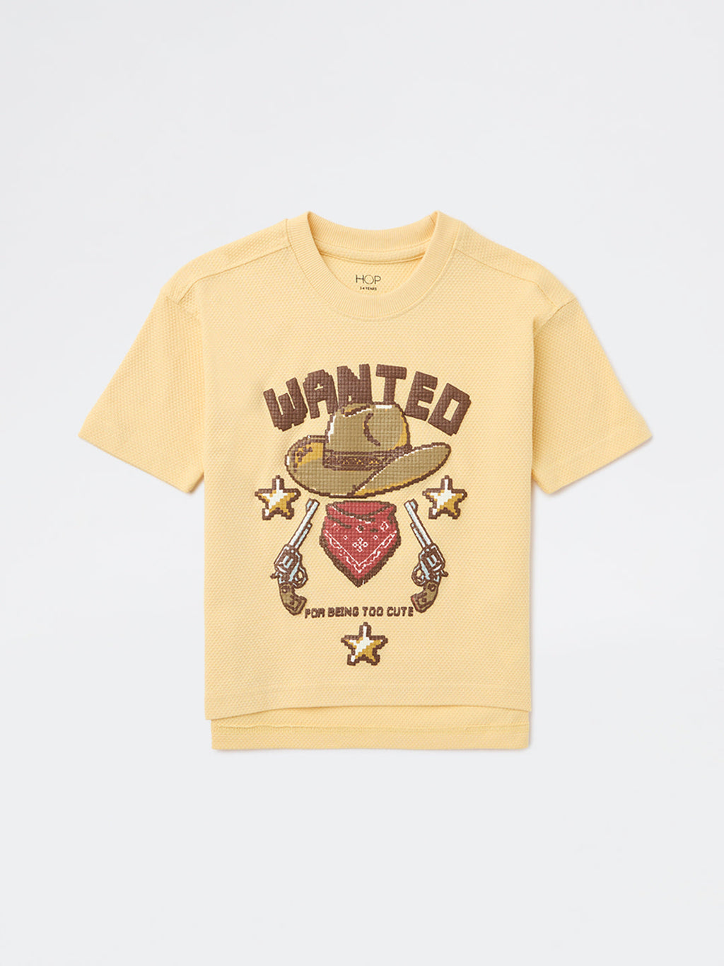 HOP Kids Yellow Printed Cotton T-Shirt