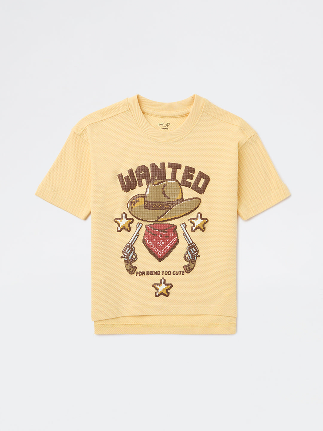 HOP Kids Yellow Printed Cotton T-Shirt