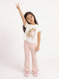 HOP Kids Girls Pink Ribbed High-Rise Cotton-Blend Leggings