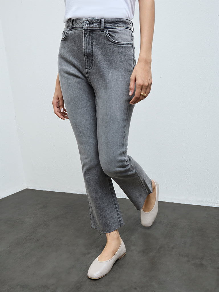 LOV Grey Faded Bootcut High-Rise Jeans