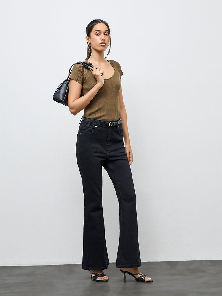 LOV Black High-Rise Bootcut Jeans