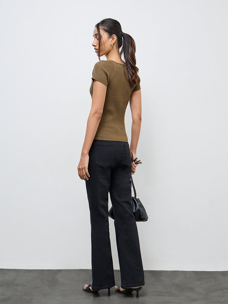LOV Black High-Rise Bootcut Jeans
