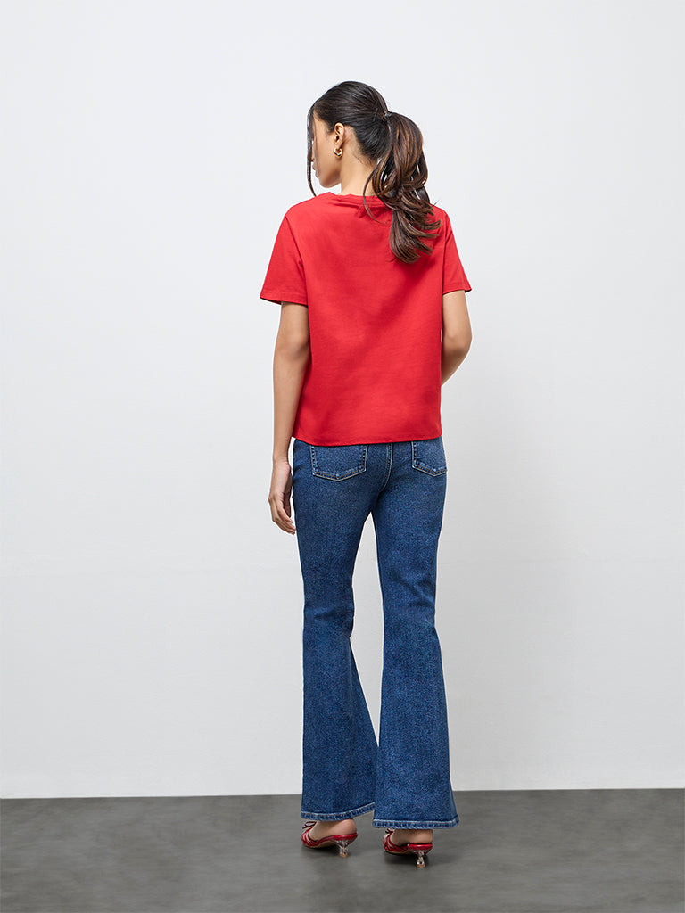 LOV Dark Blue High-Rise Bootcut Jeans
