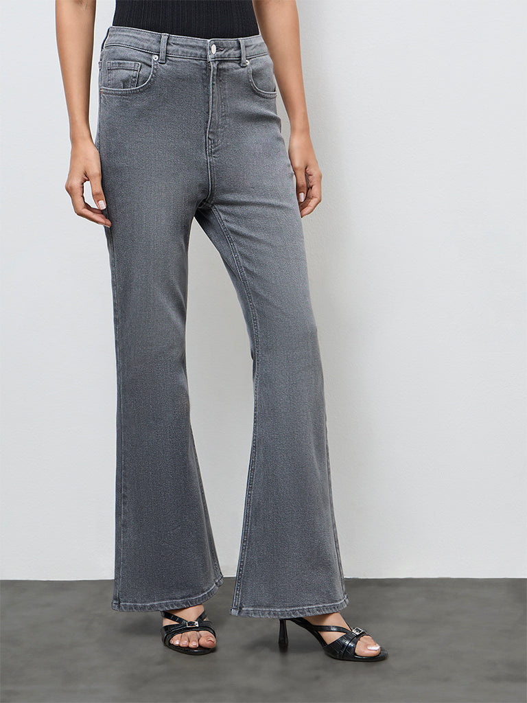 LOV Grey High-Rise Bootcut Jeans