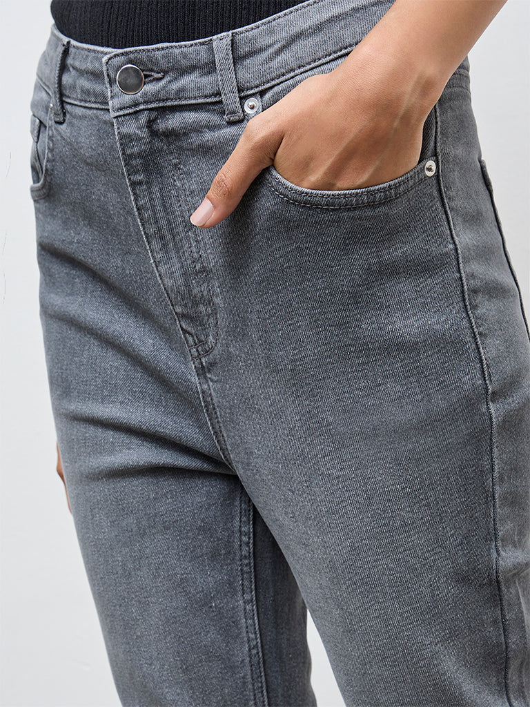 LOV Grey High-Rise Bootcut Jeans
