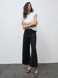 LOV Black Solid High-Rise Flared Jeans