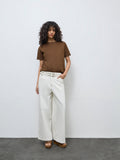 LOV Off-White High-Rise Flared Jeans with Belt