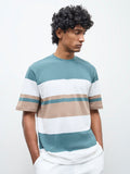 WES Lounge Multicolour Striped Relaxed-Fit Cotton T-Shirt