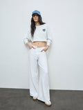 Nuon White High-Rise Flared Cotton Jeans