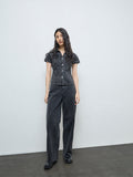 Nuon Black Self-Striped High-Rise Cotton Jeans