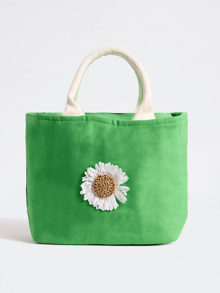 Westside Home Green Floral Applique Lunch Bag