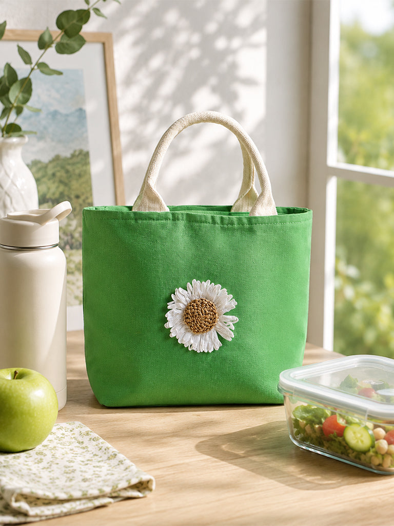 Westside Home Green Floral Applique Lunch Bag