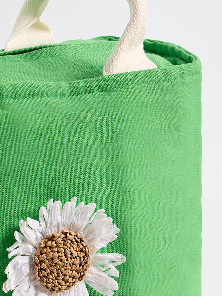 Westside Home Green Floral Applique Lunch Bag