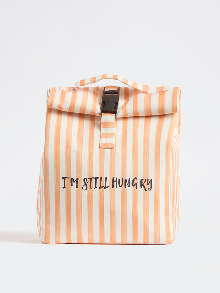 Westside Home Orange Stripe-Printed Lunch Bag