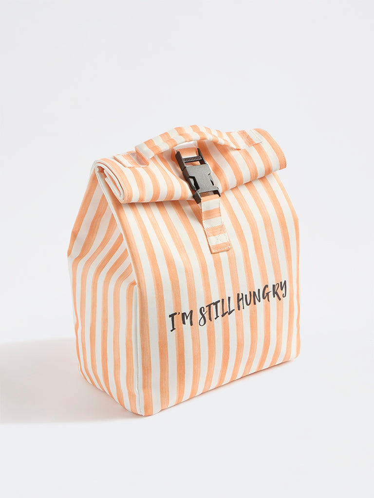 Westside Home Orange Stripe-Printed Lunch Bag