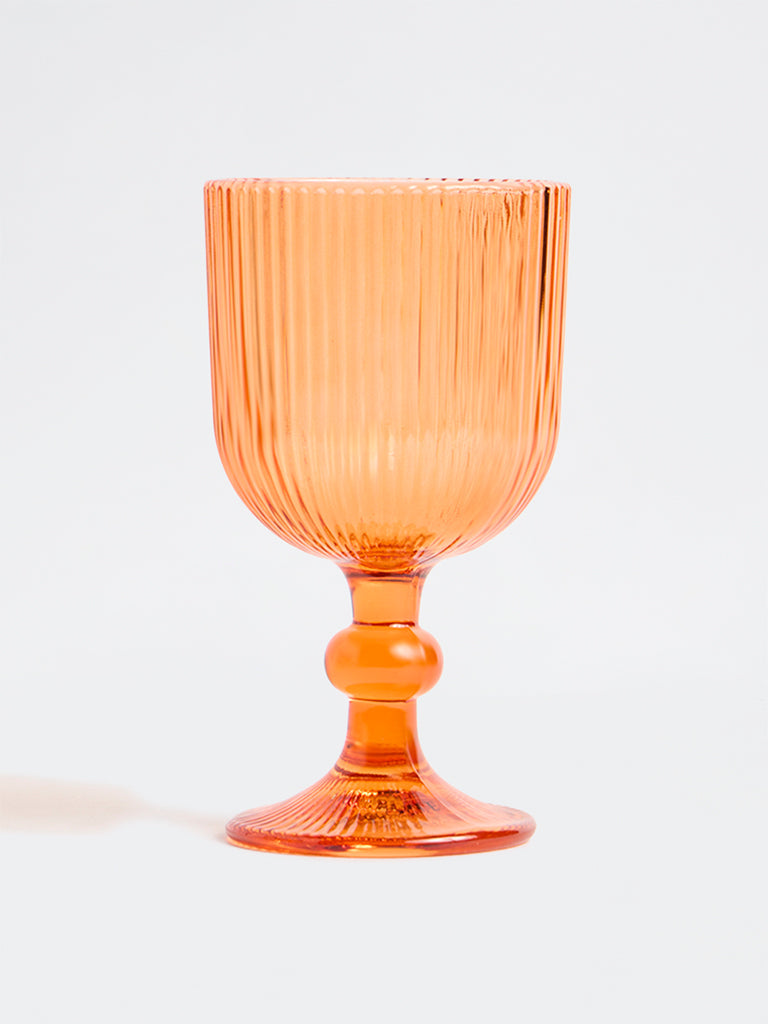 Westside Home Orange Ribbed Wine Glass