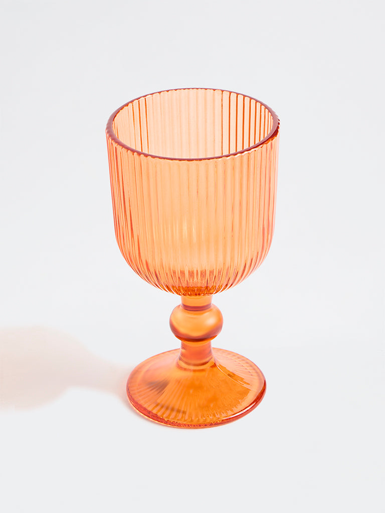 Westside Home Orange Ribbed Wine Glass