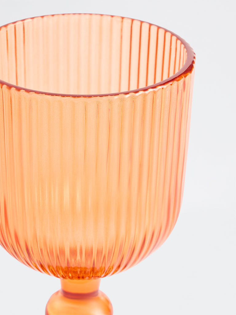 Westside Home Orange Ribbed Wine Glass